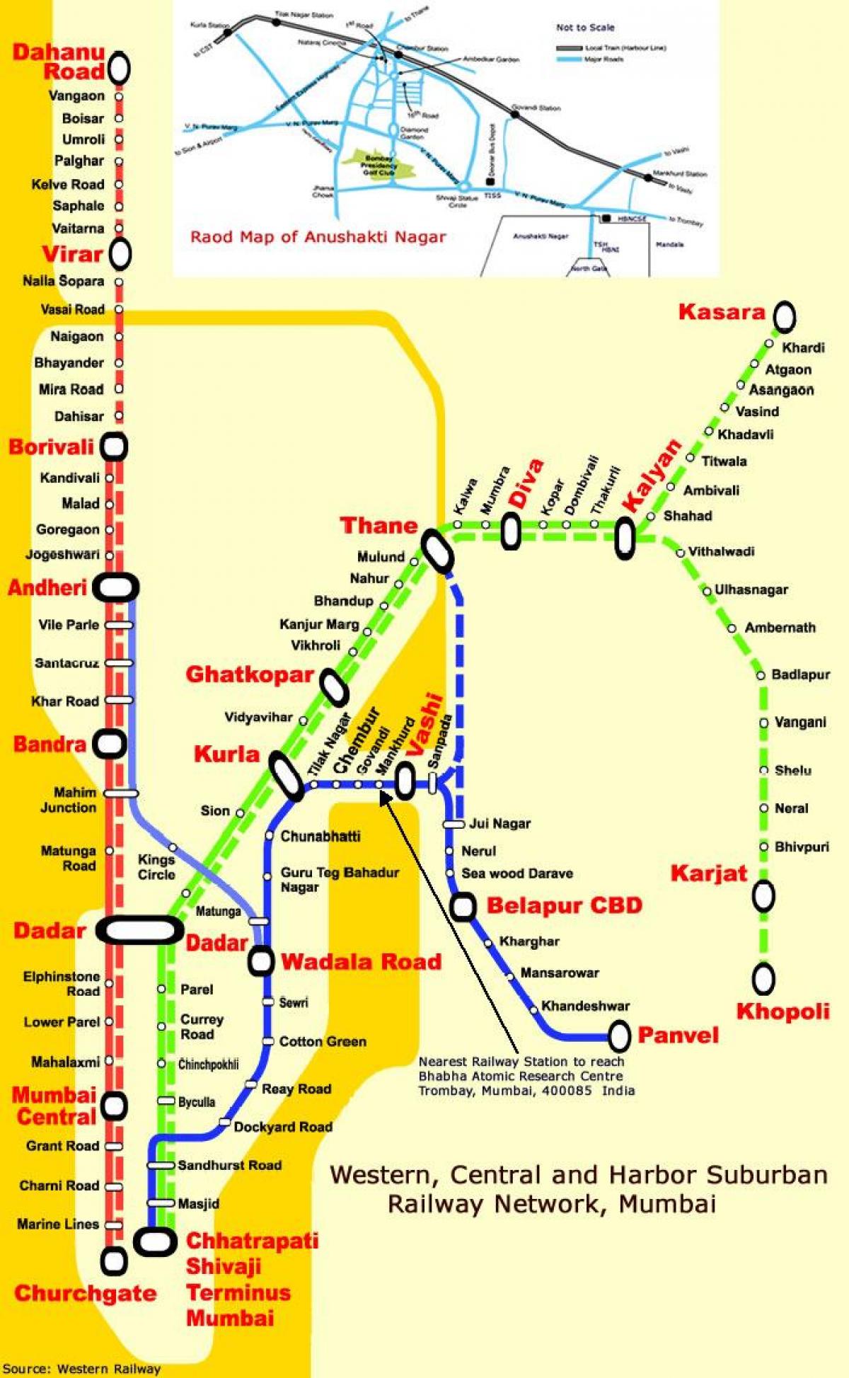 مومباي خط وسط محطات خريطة