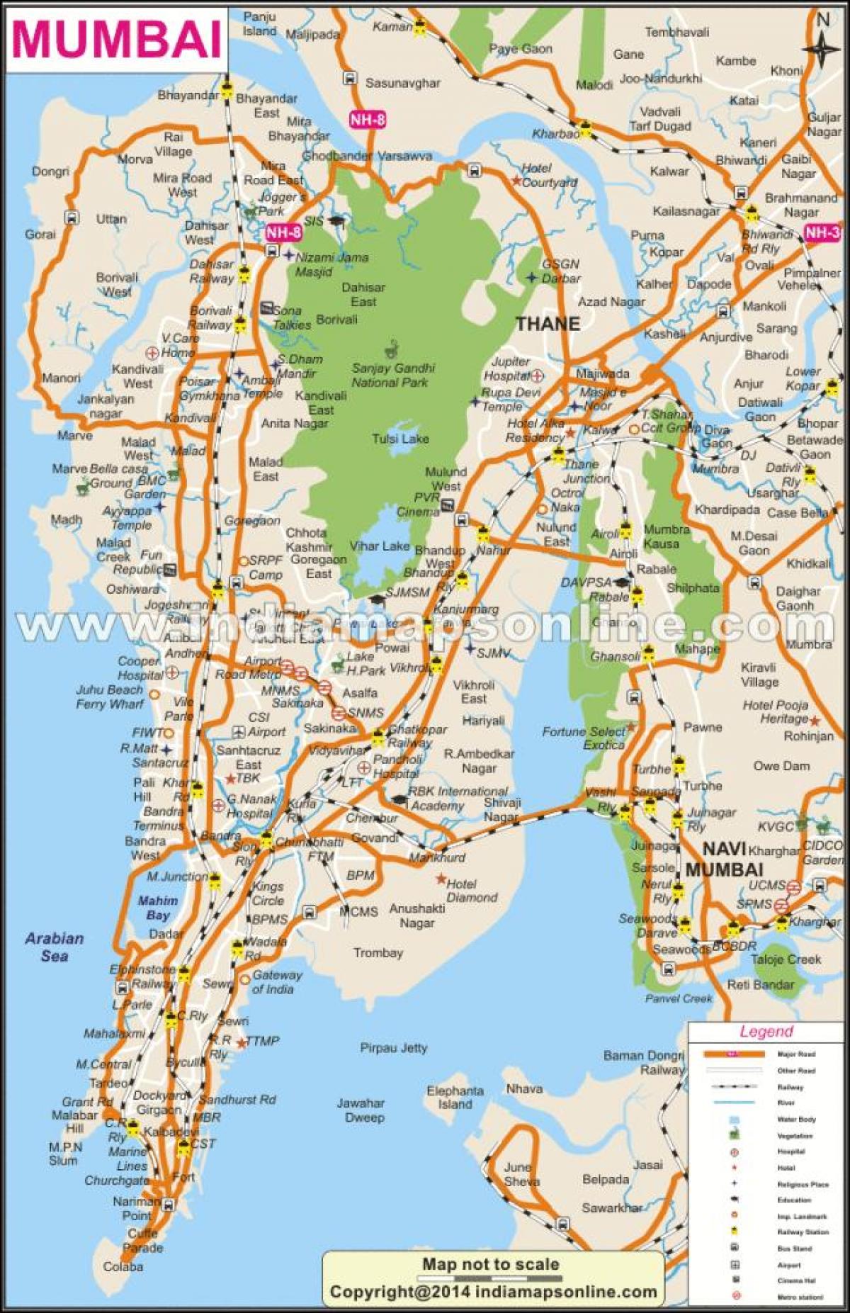 الخريطة كاملة من مومباي