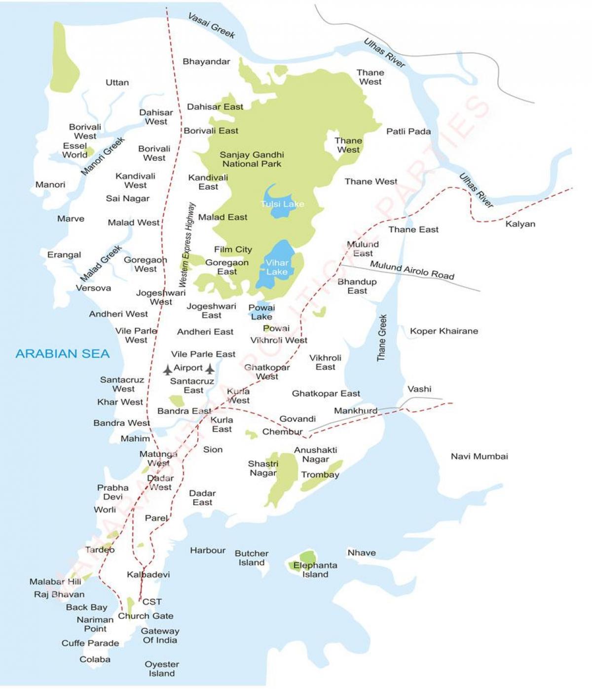 مومباي وضواحيها خريطة