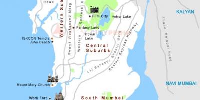 خريطة الأماكن السياحية في مومباي
